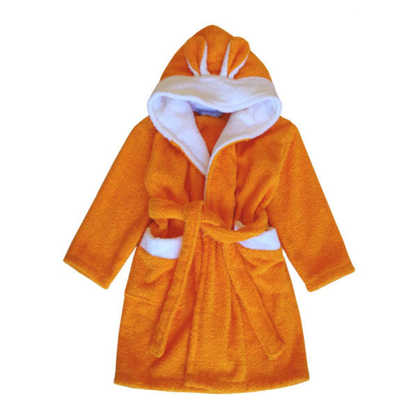 Памучен бебешки халат с уши Оранжев